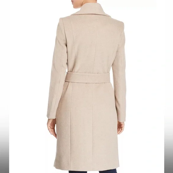Cole Haan Slick Wrap Coat wool blend size 14 bone color - Picture 2 of 10